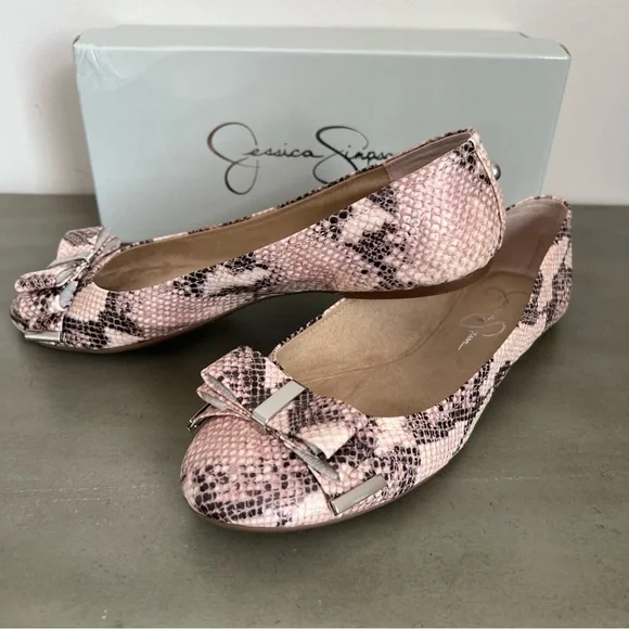 Jessica Simpson Marieta Ballet Flat Snake Print Bow Flat Women’s Size 10 M - Picture 4 of 17